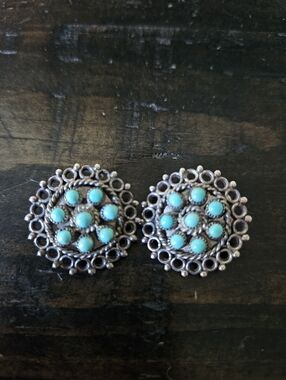 Vintage Zuni Turquoise Clip-on Earrings